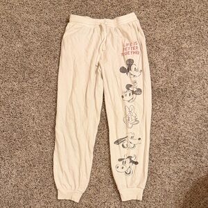 Disney Cream Sweatpants with Mickey Mouse Design